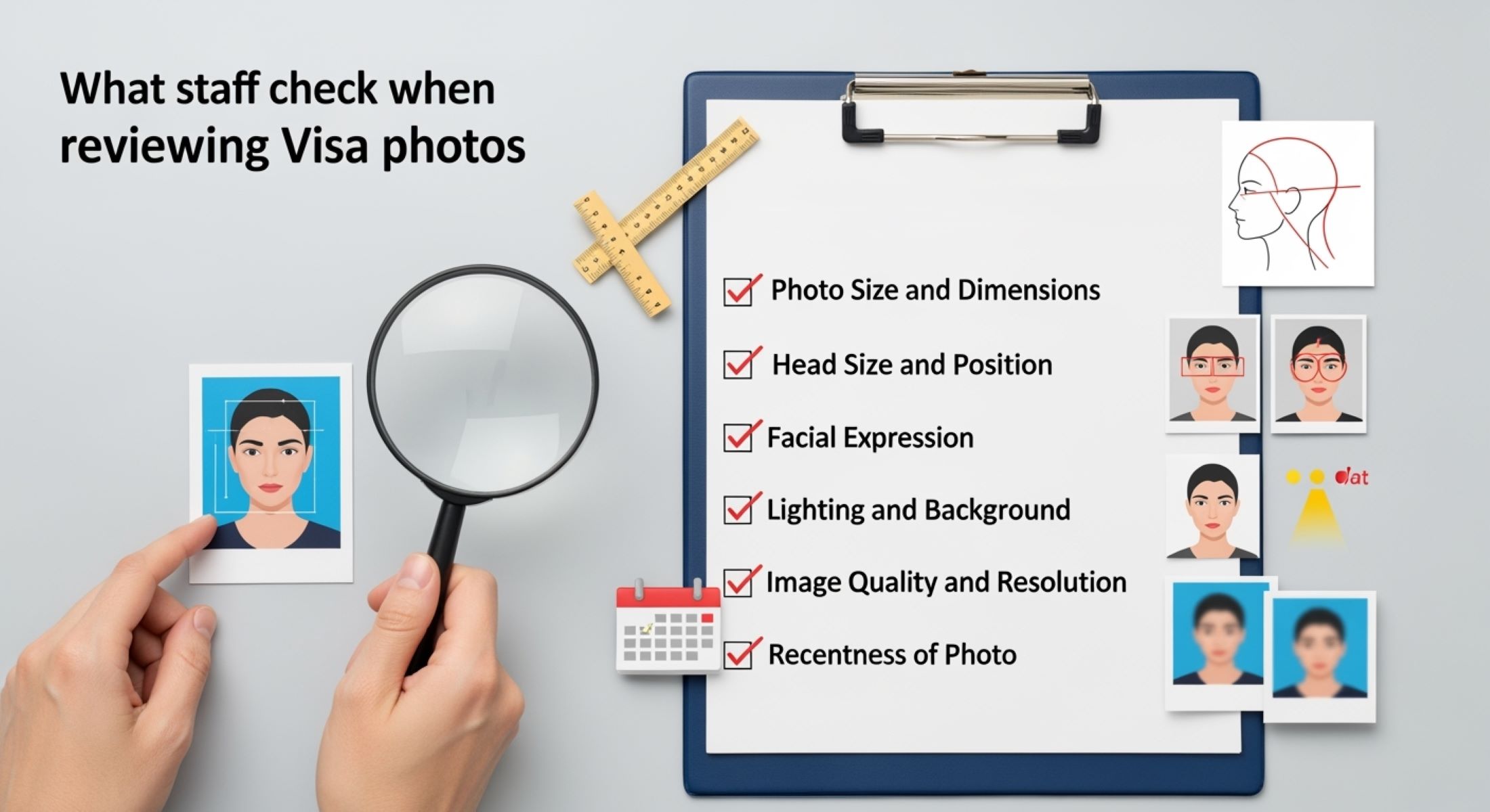 What staff check when reviewing visa photos